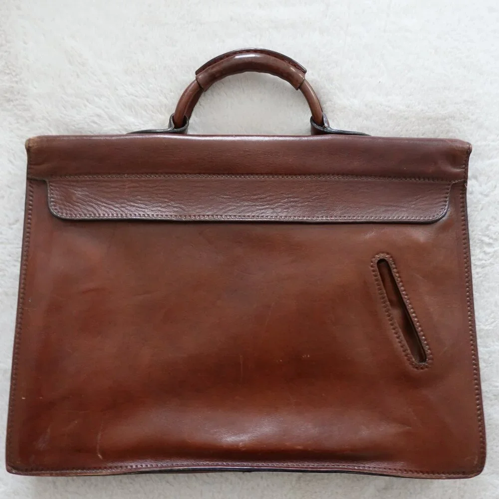 Barantani Brown Leather Attache Briefcase Bag